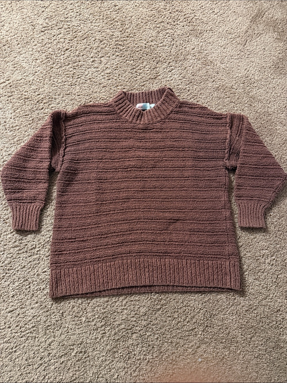 Free People Ribbed Crewneck Sweater - Rust Brown